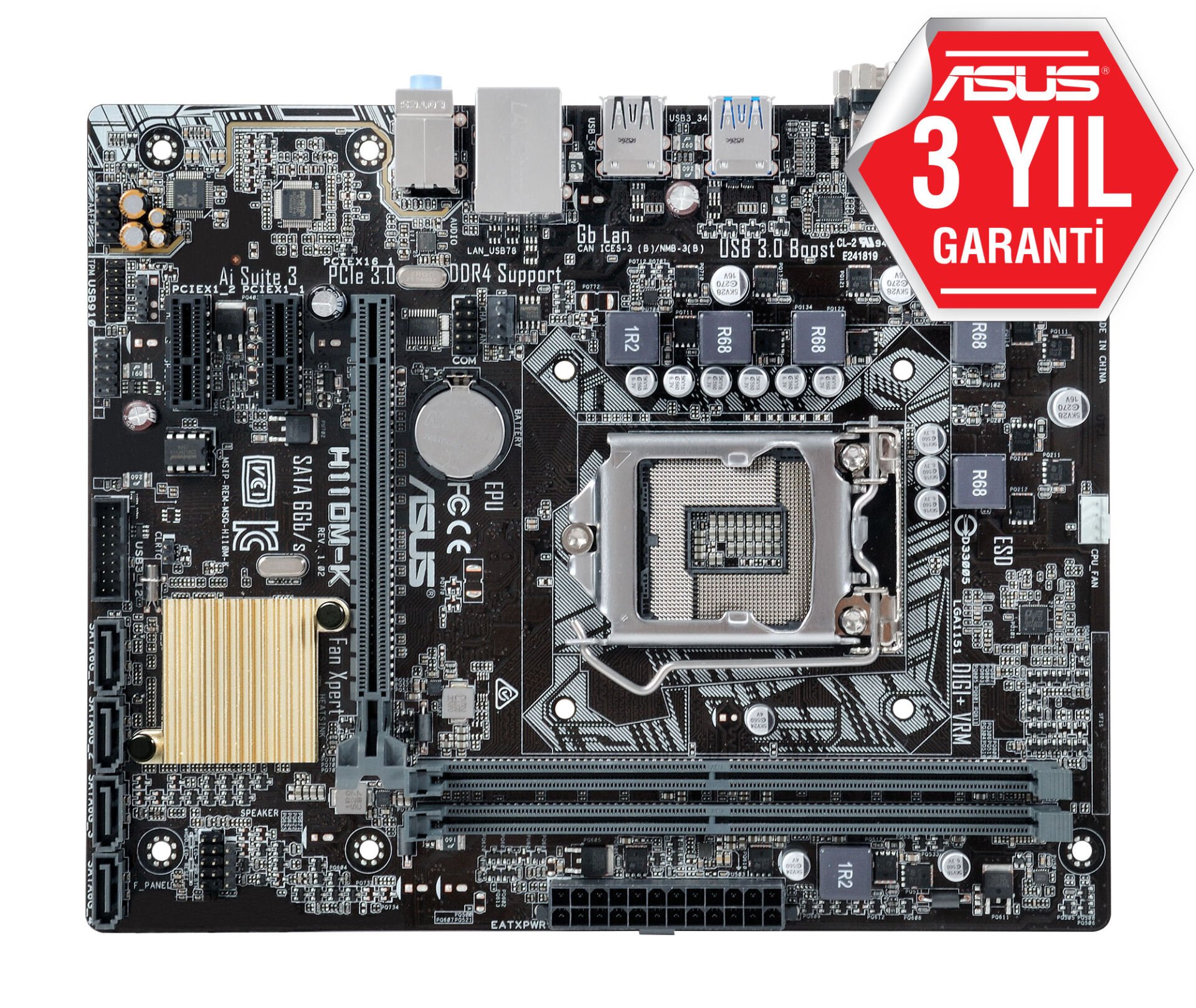 Asus H110M-K DDR4 H110 2D4 U3S6 DVI MATX Lga 1151p