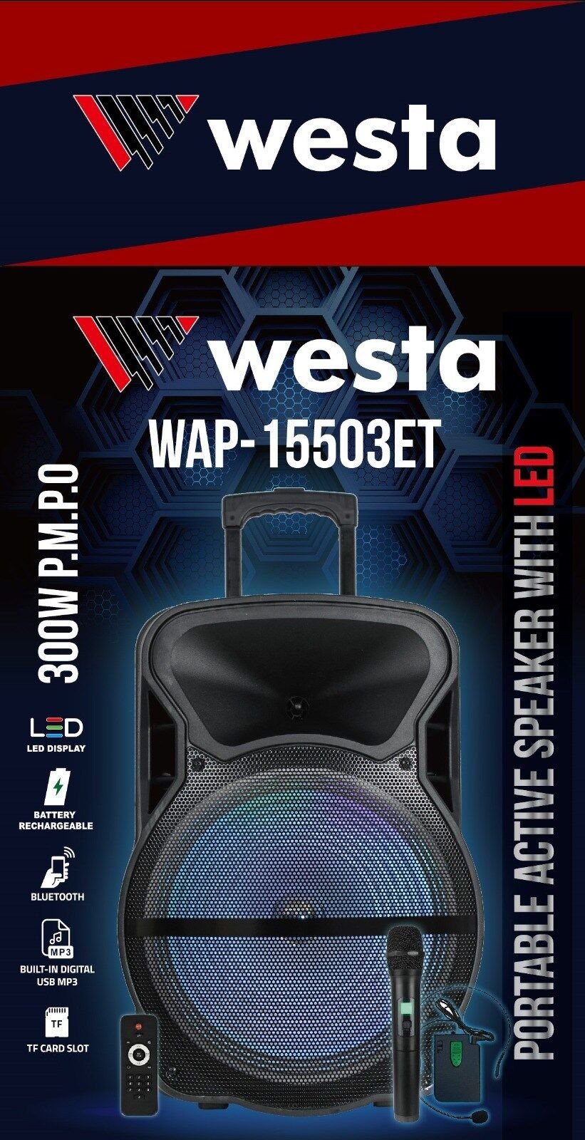 Westa WAP-15503ET 15'' Aktif Portatif Ses Sistemi