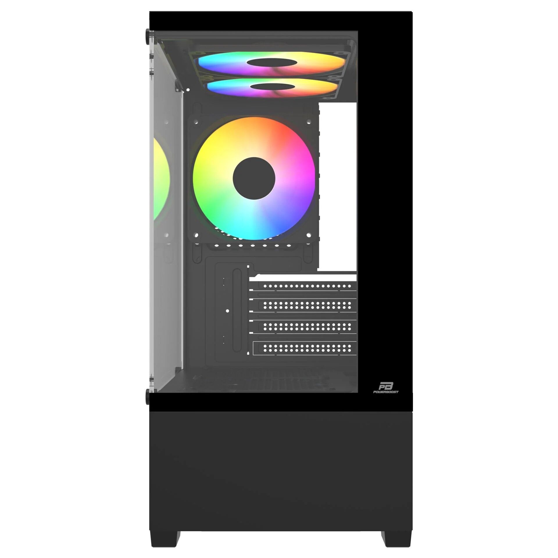 PowerBoost M5001B 500W 3*12cm Rainbow Fan USB 3.0 Seaview MATX Gaming Siyah Kasa